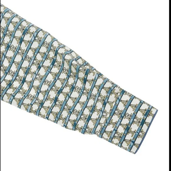 MaxMara Cupid Vampata Monogram Silk Button Front Belted Shirt Dress Size Small - Picture 7 of 15